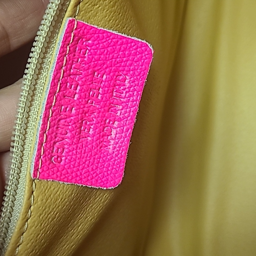 Hot Pink Genuine Leather And Denim Handbag Nwot - Picture 5 of 17